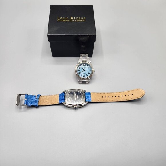 Joan Rivers Classics Collection Watch Lot V377 Blue Leather & Clear Bands NEW - Picture 8 of 12